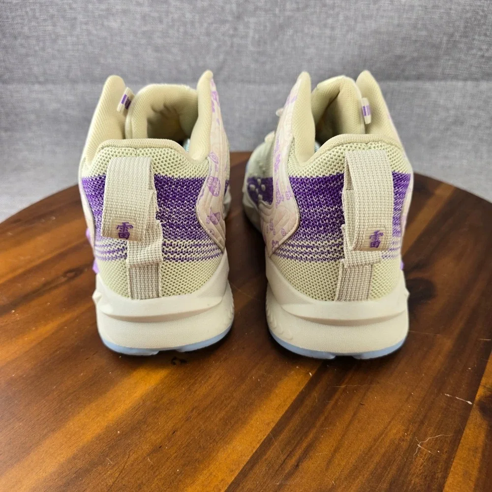 Mens Number 24 Basketball Shoes Cream Purple‎ Paisley Floral Sneakers Size 45